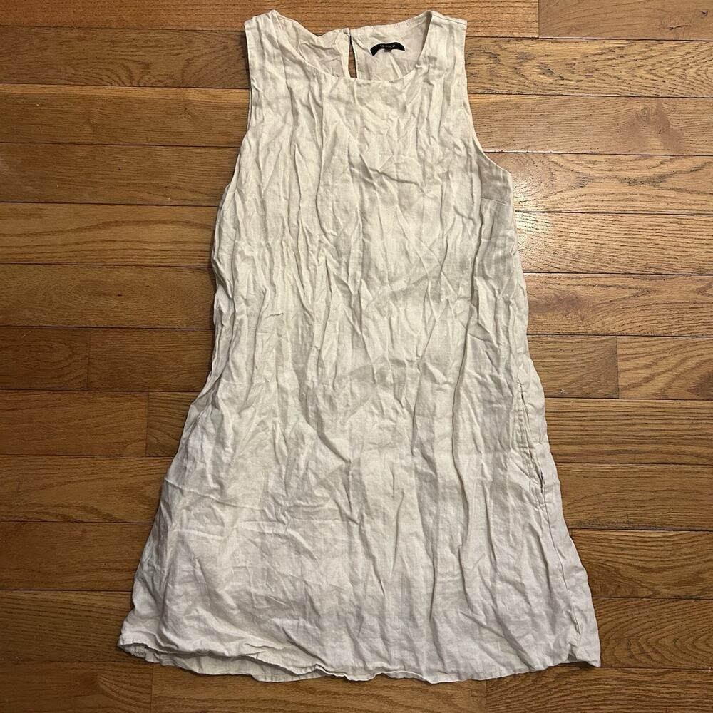 Quince 100% European Linen Tank Mini Dress Sand Large